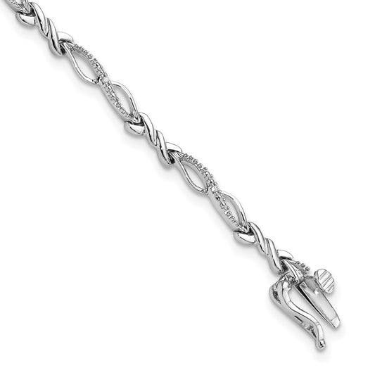 Sterling Silver Rhodium-plated Diam. Bracelet QDX102