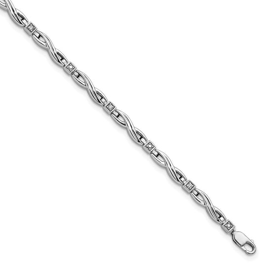 Sterling Silver Rhodium-plated Diam. Bracelet QDX1033