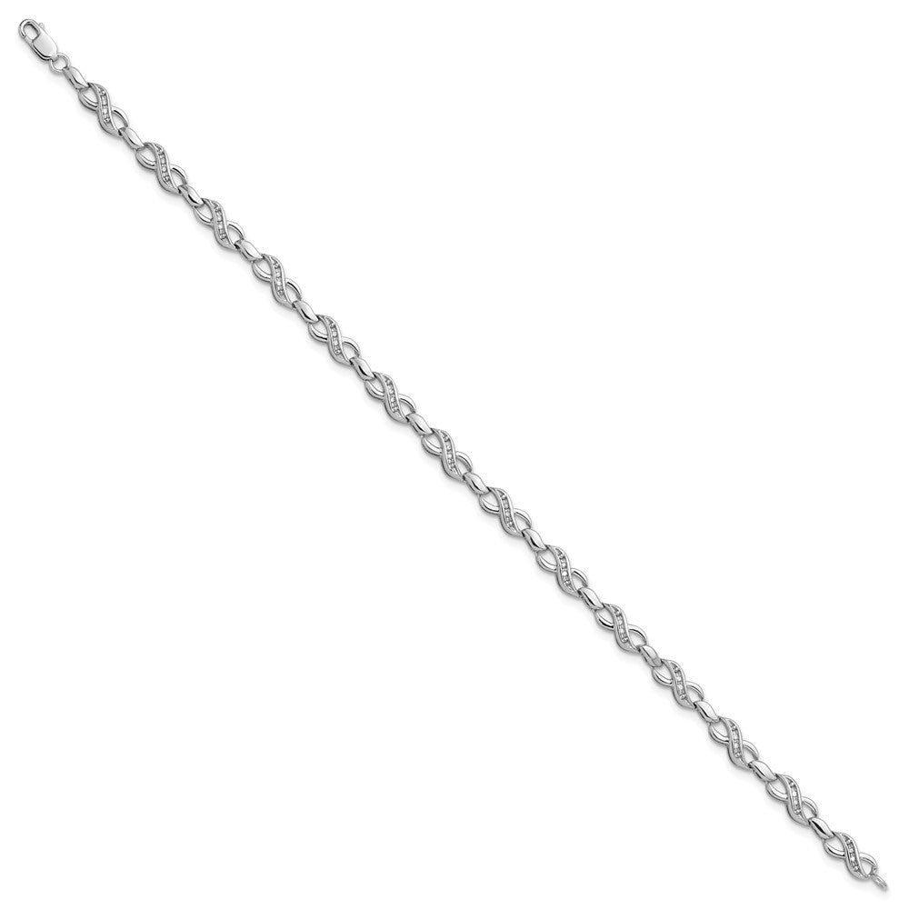 Sterling Silver Rhodium-plated Diam. Infinity Symbol Bracelet QDX1053
