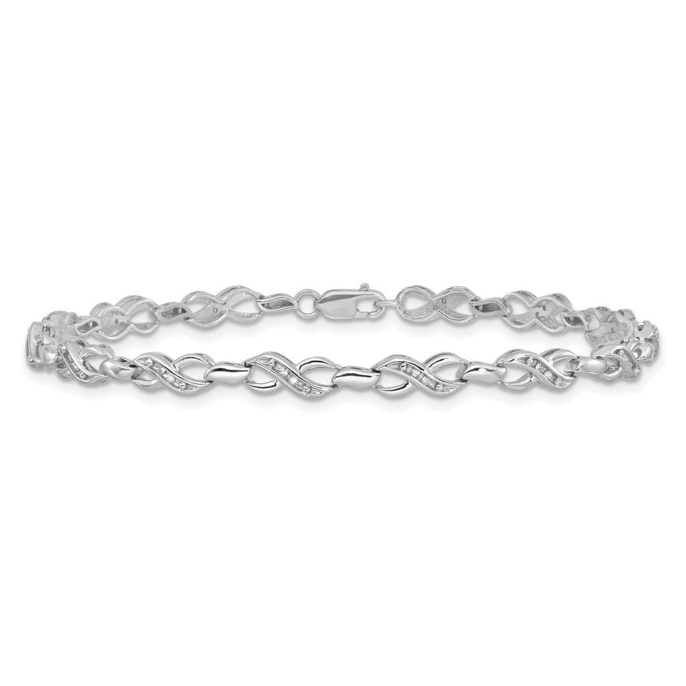 Sterling Silver Rhodium-plated Diam. Infinity Symbol Bracelet QDX1053
