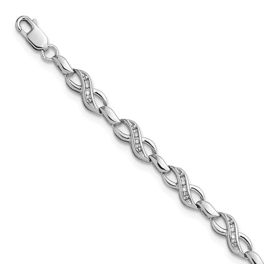 Sterling Silver Rhodium-plated Diam. Infinity Symbol Bracelet QDX1053