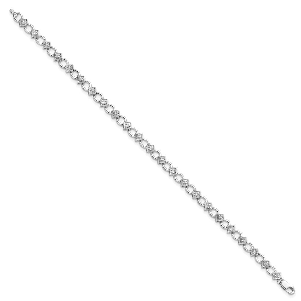 Sterling Silver Rhodium-plated Diam. Bracelet QDX1078