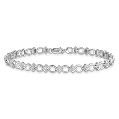Sterling Silver Rhodium-plated Diam. Bracelet QDX1078