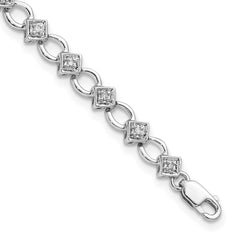 Sterling Silver Rhodium-plated Diam. Bracelet QDX1078
