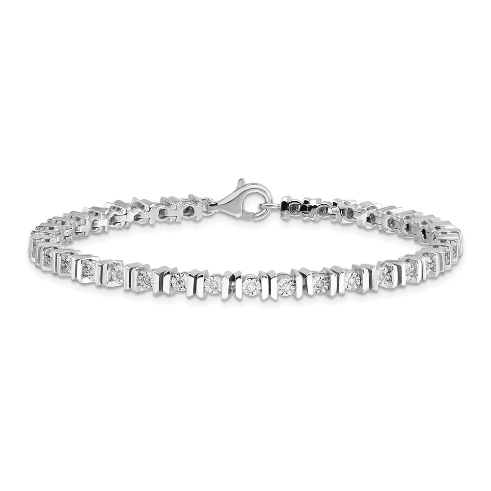 Sterling Silver Rhodium-plated Diam. Tennis Bracelet QDX109