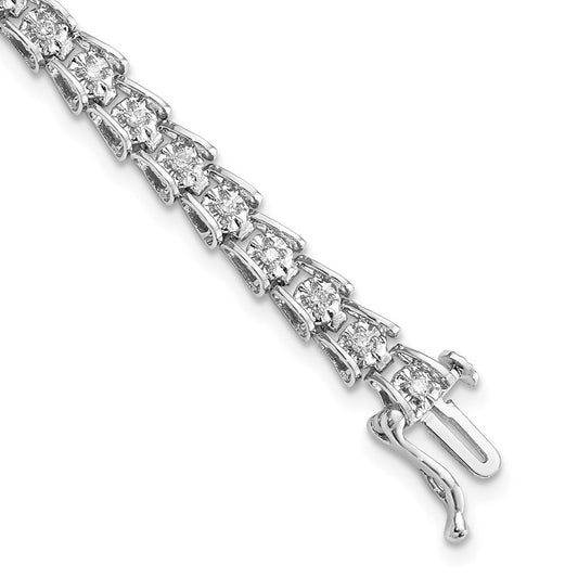 Sterling Silver Rhodium-plated Diam. Bracelet QDX1091