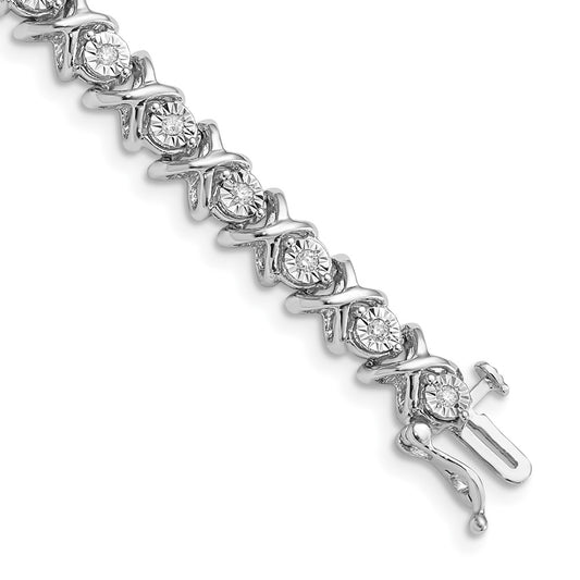 Sterling Silver Rhodium Plated Diamond Bracelet QDX1108
