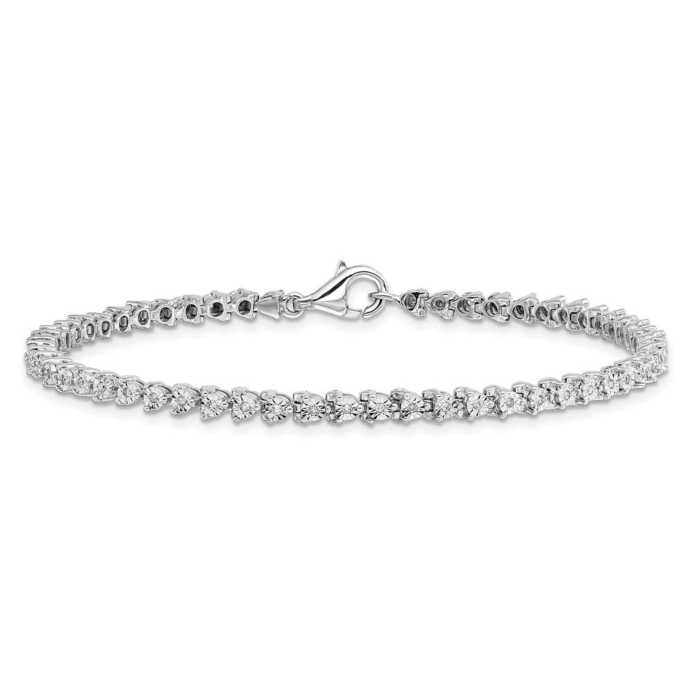 Sterling Silver Rhodium-plated Diam. Tennis Bracelet QDX1119