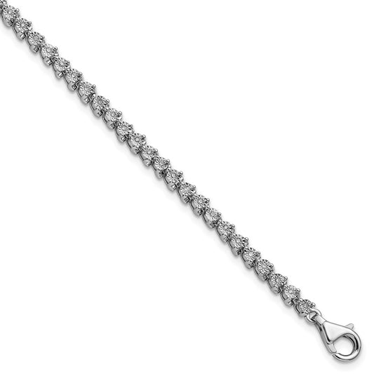 Sterling Silver Rhodium-plated Diam. Tennis Bracelet QDX1119