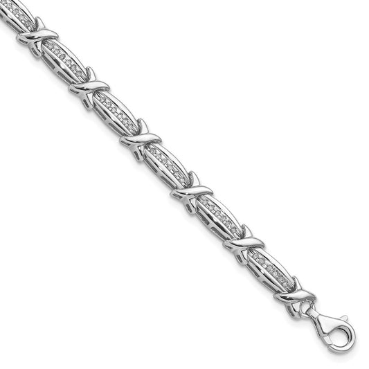 Sterling Silver Rhodium-plated Diam. Bracelet QDX1156