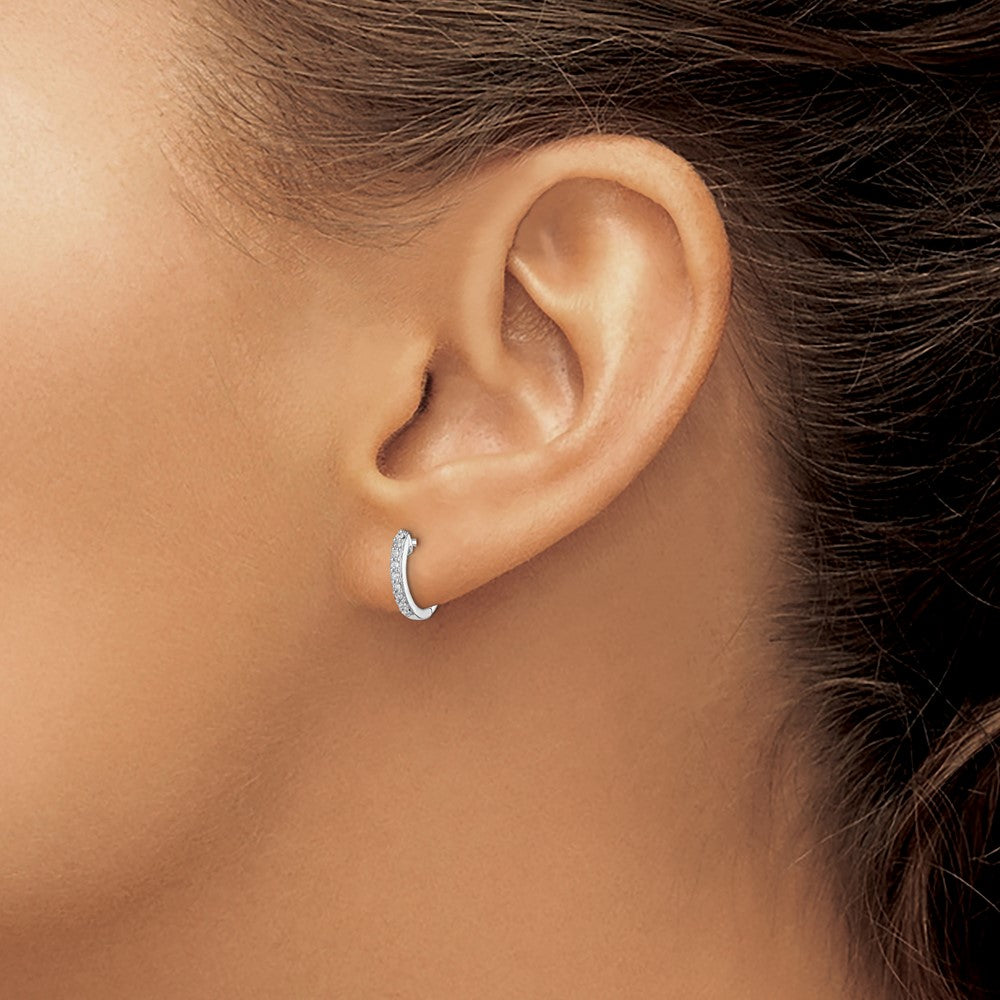 QDX119 Sterling Silver Rhodium Diam. Huggie Earrings