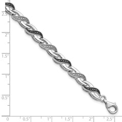 White Night Sterling Silver Rhodium-plated Black and White Diamond 7.5 Inch Bracelet QDX1237