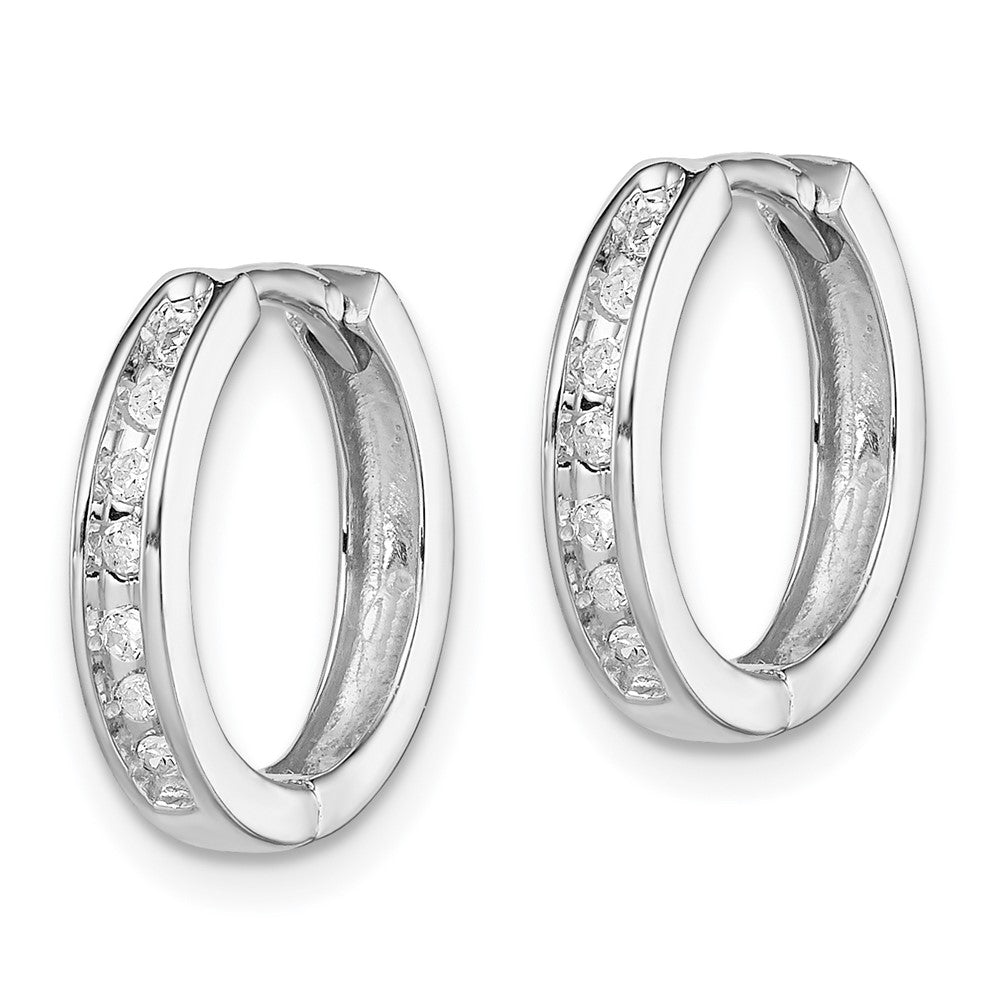 QDX124 Sterling Silver Rhodium Diam. Huggie Earrings
