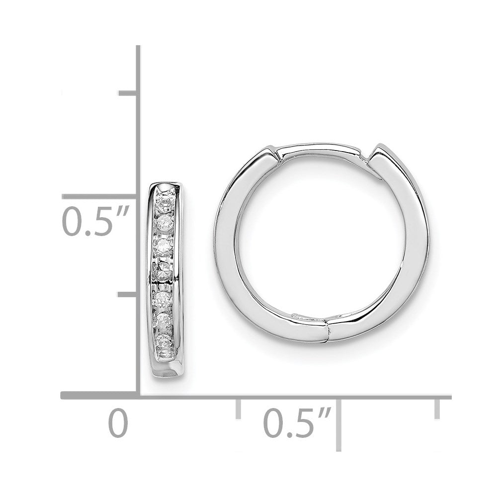 QDX124 Sterling Silver Rhodium Diam. Huggie Earrings