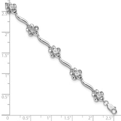 Sterling Silver Rhodium-plated Floral Diamond Bracelet QDX1248