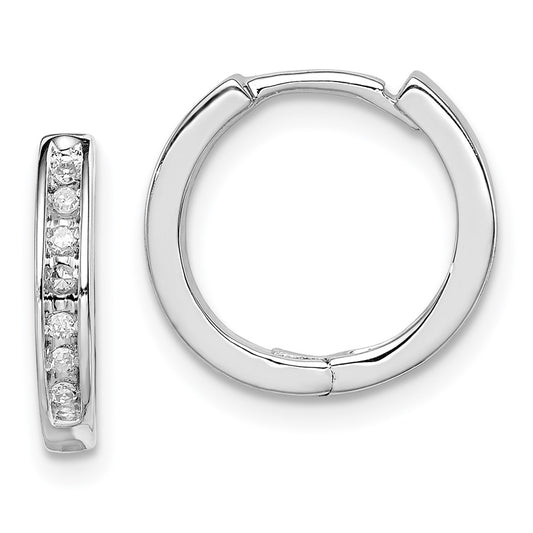 QDX124 Sterling Silver Rhodium Diam. Huggie Earrings
