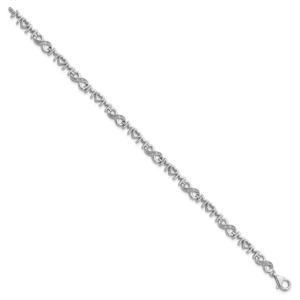 Sterling Silver Rhodium-plated Heart Mom Infinity Diamond Bracelet QDX1251