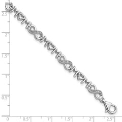 Sterling Silver Rhodium-plated Heart Mom Infinity Diamond Bracelet QDX1251
