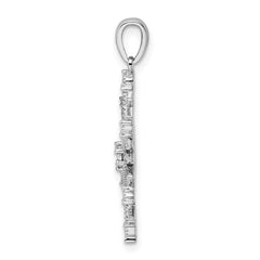 Sterling Silver Rhodium Diam. SnowFlake Pendant QDX1267