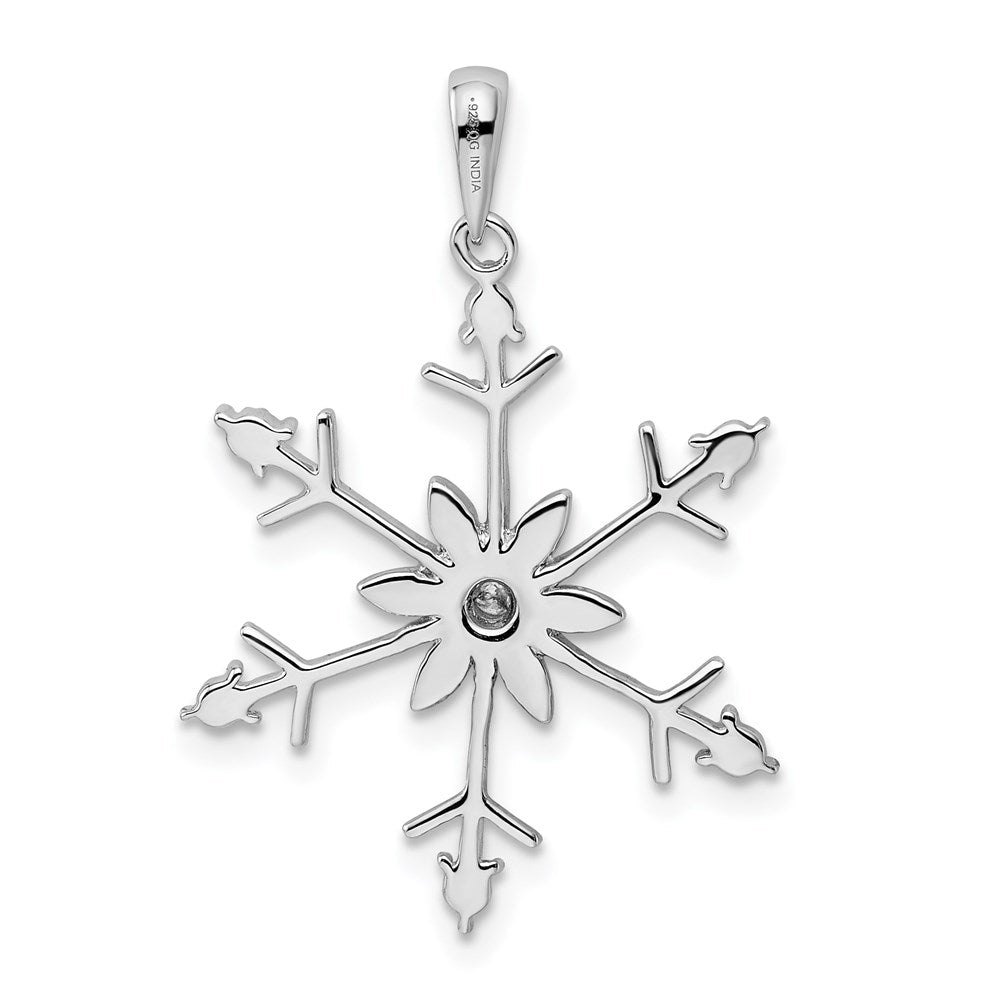 Sterling Silver Rhodium Diam. SnowFlake Pendant QDX1267