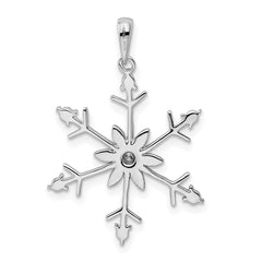 Sterling Silver Rhodium Diam. SnowFlake Pendant QDX1267