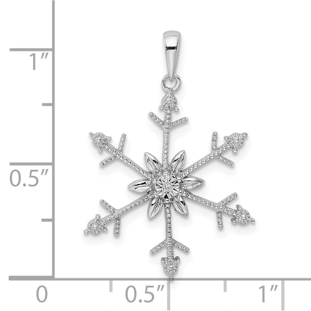 Sterling Silver Rhodium Diam. SnowFlake Pendant QDX1267