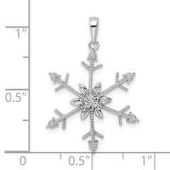 Sterling Silver Rhodium Diam. SnowFlake Pendant QDX1267