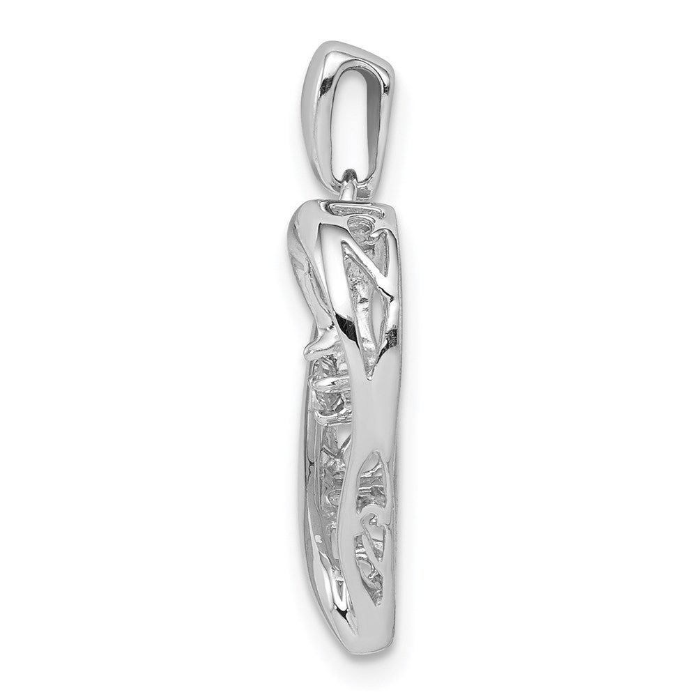 Sterling Silver Rhodium Diam. Heart Pendant QDX208