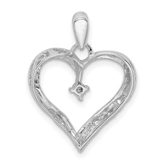 Sterling Silver Rhodium Diam. Heart Pendant QDX208