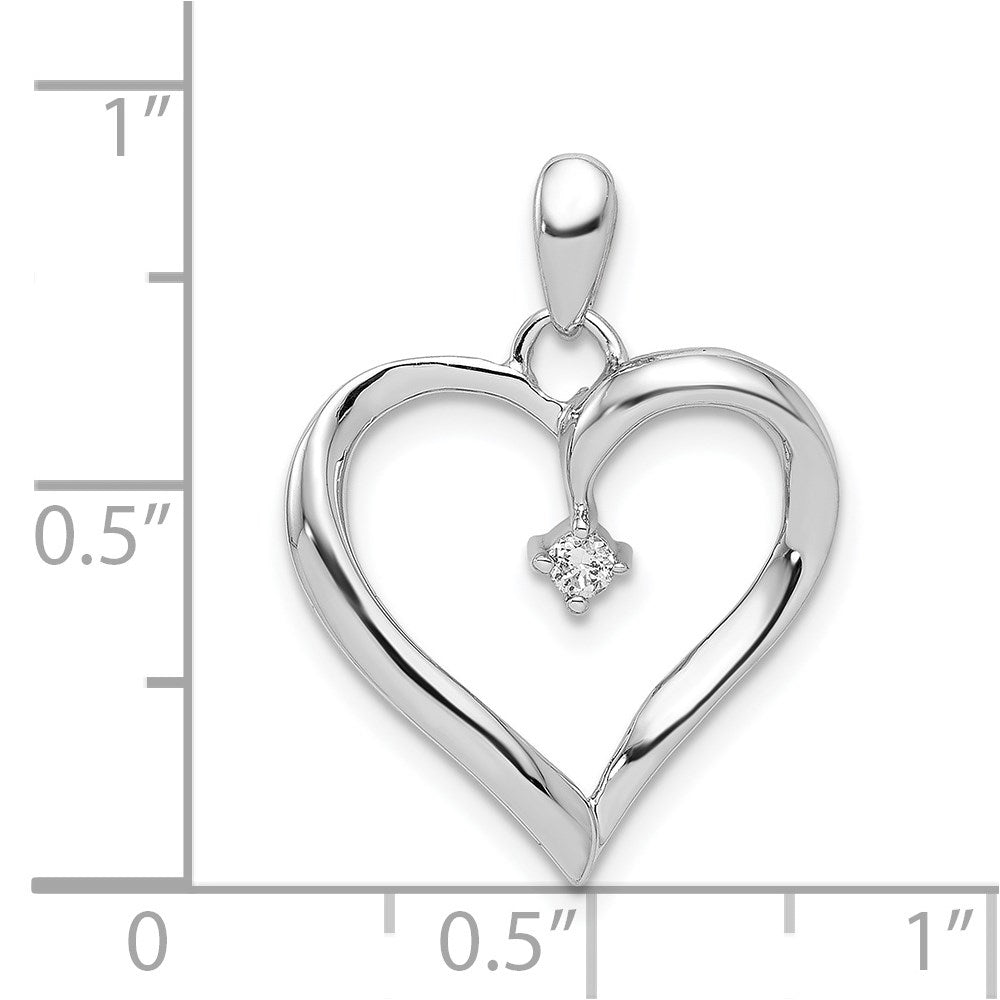 Sterling Silver Rhodium Diam. Heart Pendant QDX208