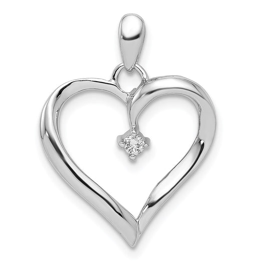 Sterling Silver Rhodium Diam. Heart Pendant QDX208