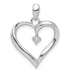 Sterling Silver Rhodium Diam. Heart Pendant QDX208