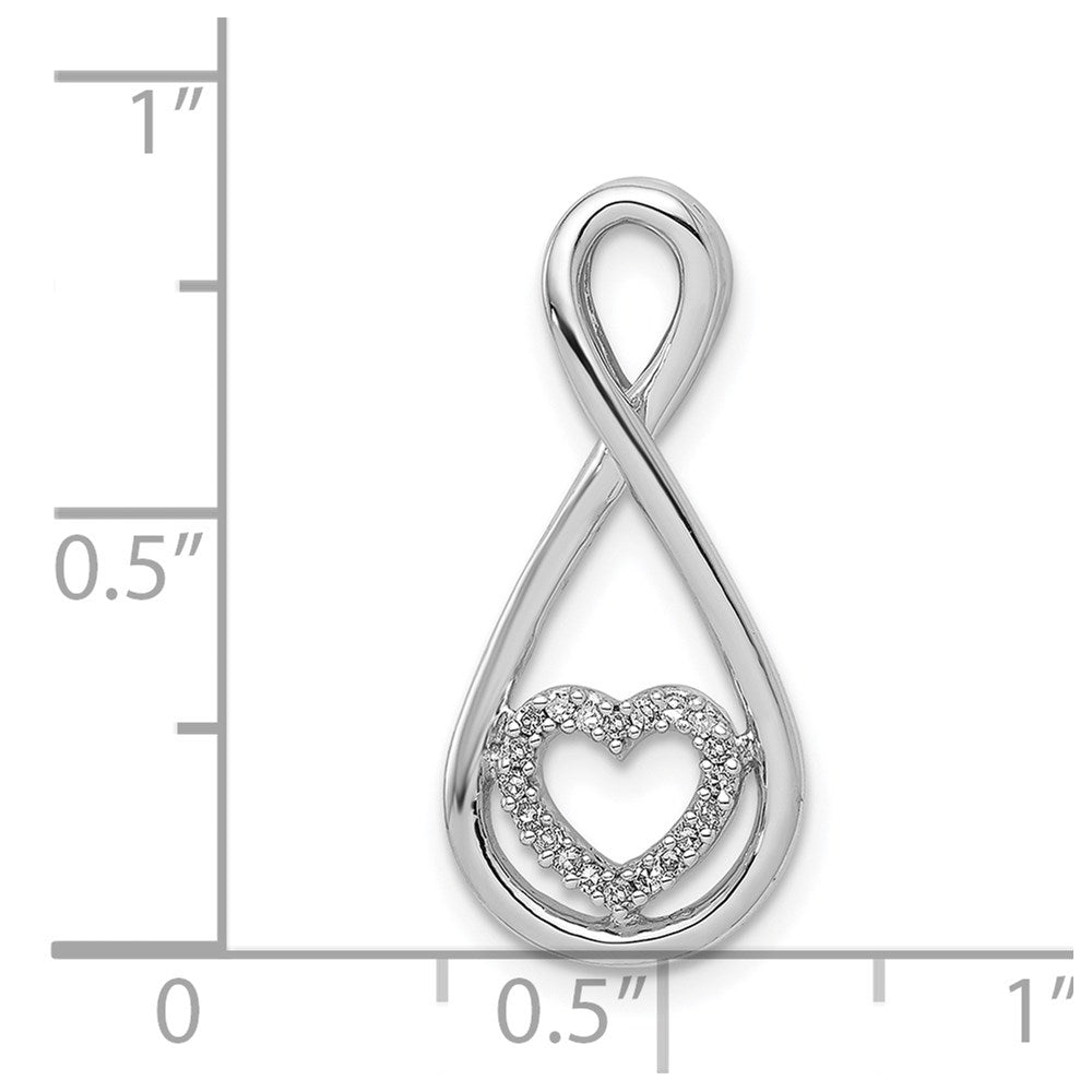 Sterling Silver Rhodium-Plated Diamond Heart in Teardrop Slide Pendant QDX220