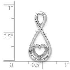 Sterling Silver Rhodium-Plated Diamond Heart in Teardrop Slide Pendant QDX220