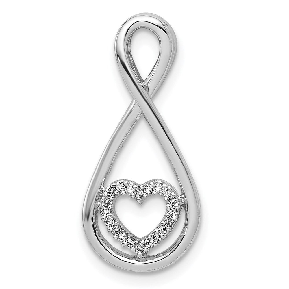 Sterling Silver Rhodium-Plated Diamond Heart in Teardrop Slide Pendant QDX220