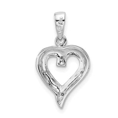 Sterling Silver Rhodium Diamond Heart Pendant QDX236
