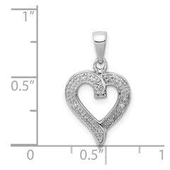 Sterling Silver Rhodium Diamond Heart Pendant QDX236
