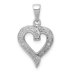 Sterling Silver Rhodium Diamond Heart Pendant QDX236