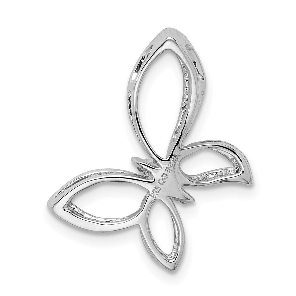 Sterling Silver Rhodium Diam. Butterfly Pendant QDX237