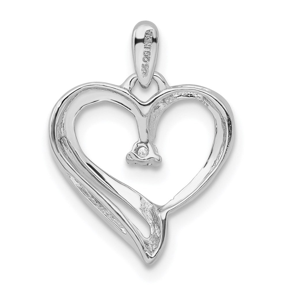 Sterling Silver Rhodium Diam. Heart Pendant QDX238