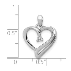 Sterling Silver Rhodium Diam. Heart Pendant QDX238