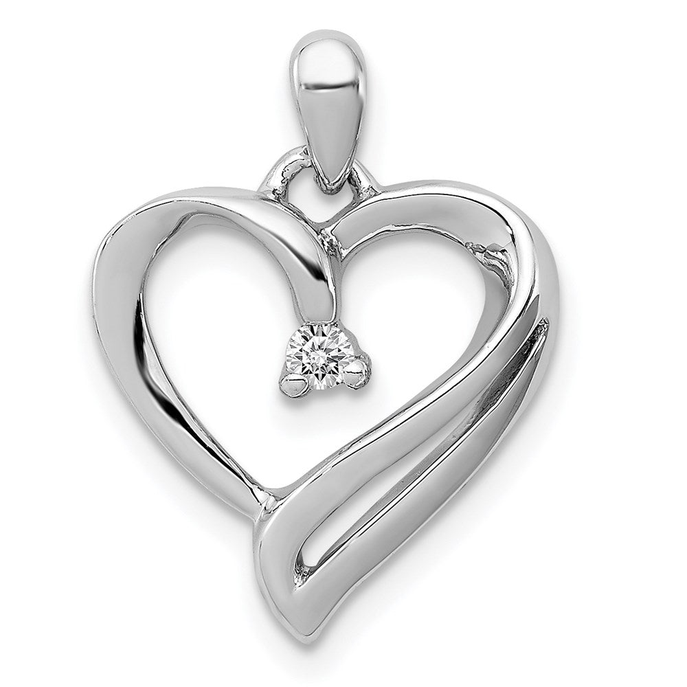 Sterling Silver Rhodium Diam. Heart Pendant QDX238