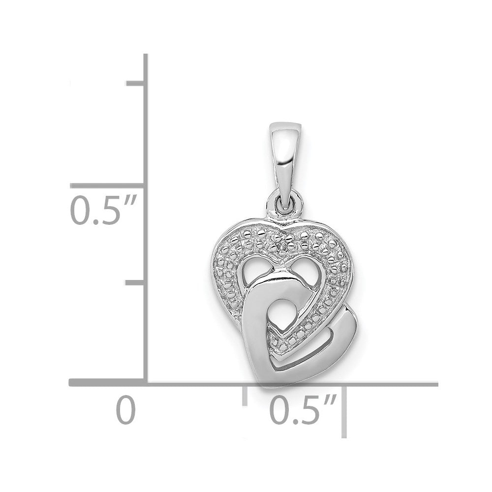 Sterling Silver Rhodium Diam. Accent Heart Pendant QDX264