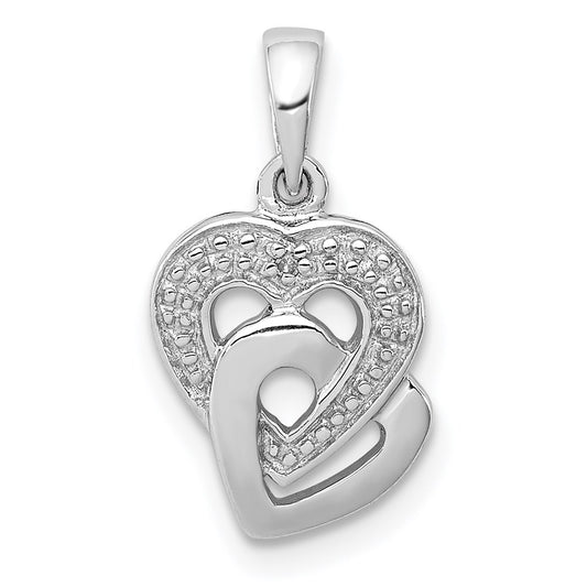Sterling Silver Rhodium Diam. Accent Heart Pendant QDX264