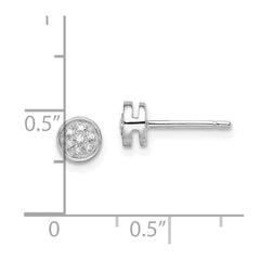 QDX286 White Night Sterling Silver Rhodium-plated Diamond Circle Post Earrings