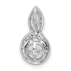 Sterling Silver Rhodium 6mm FW Cultured Pearl & Diamond Chain Slide QDX305