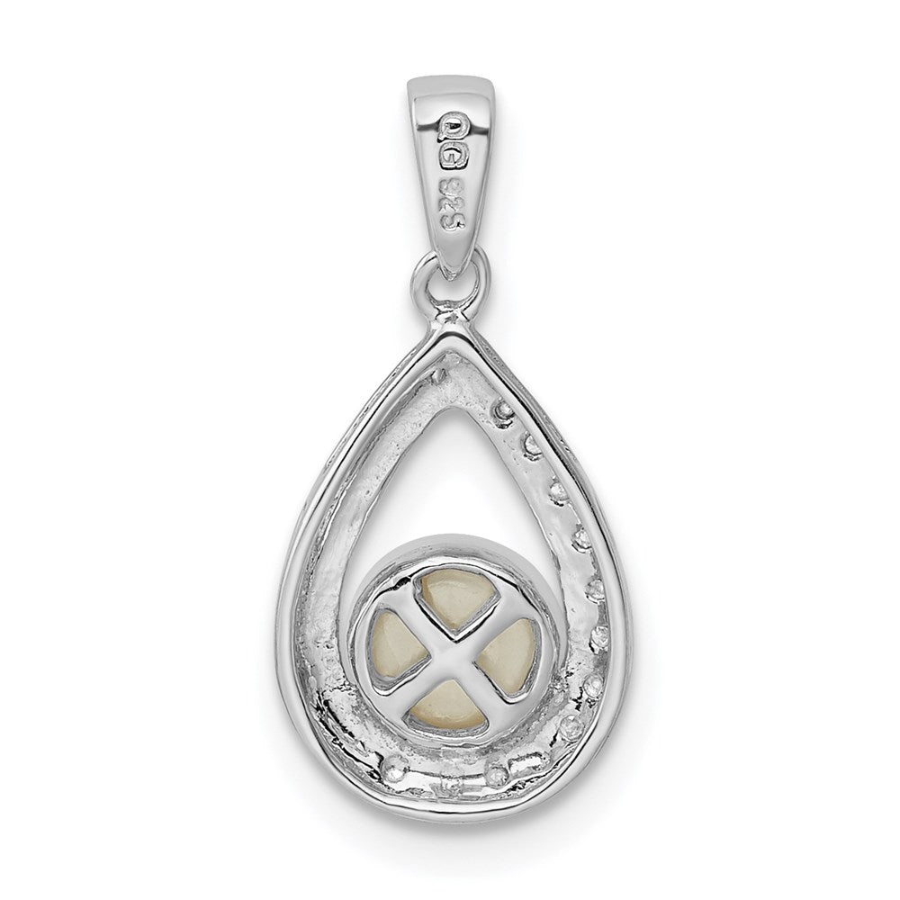 Sterling Silver Rhodium FW Cultured Pearl & Diamond Pendant QDX322