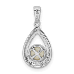 Sterling Silver Rhodium FW Cultured Pearl & Diamond Pendant QDX322