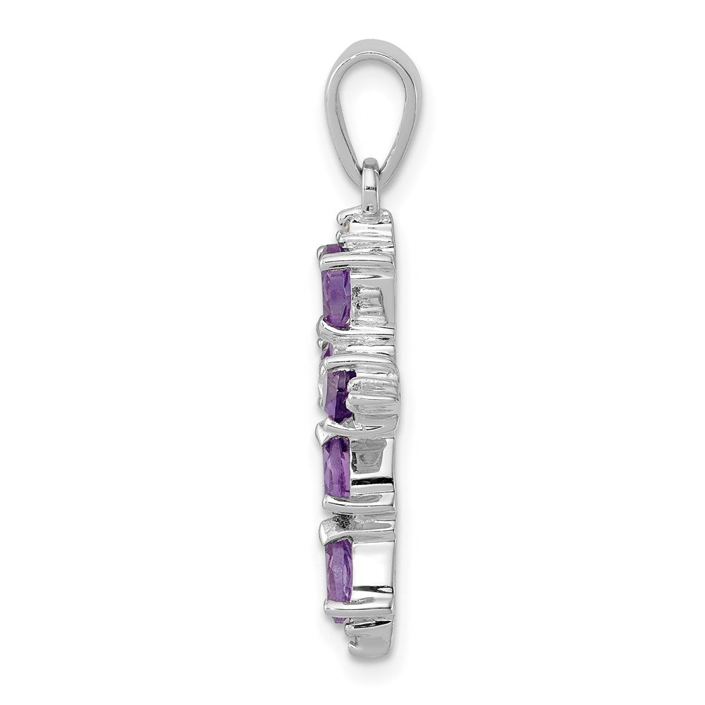 Sterling Silver Rhodium Plated Amethyst Cross Pendant QDX365