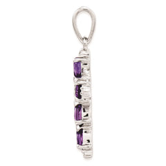 Sterling Silver Rhodium Plated Amethyst Cross Pendant QDX365